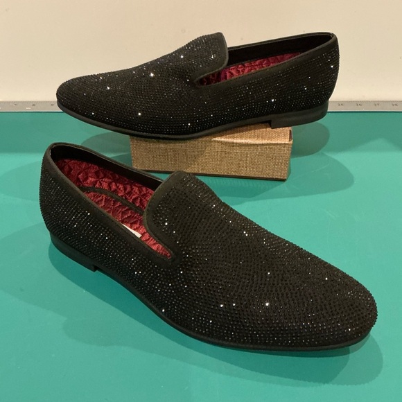 Steve Madden Cirius Black Crystal Slip-On Loafers Size 10 - Picture 4 of 7